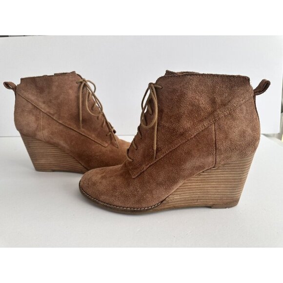 Lucky Brand Womens Bootie Size US 11M/EU 41 Honey Suede Lace Up Fall‎ Comfy READ - Picture 8 of 13